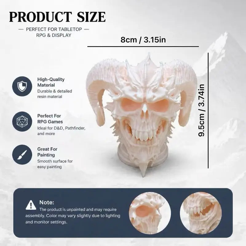 3D Skeleton Demon Statue Half-Body Resin Model Gothic Desktop Ornament Halloween Christmas Gift