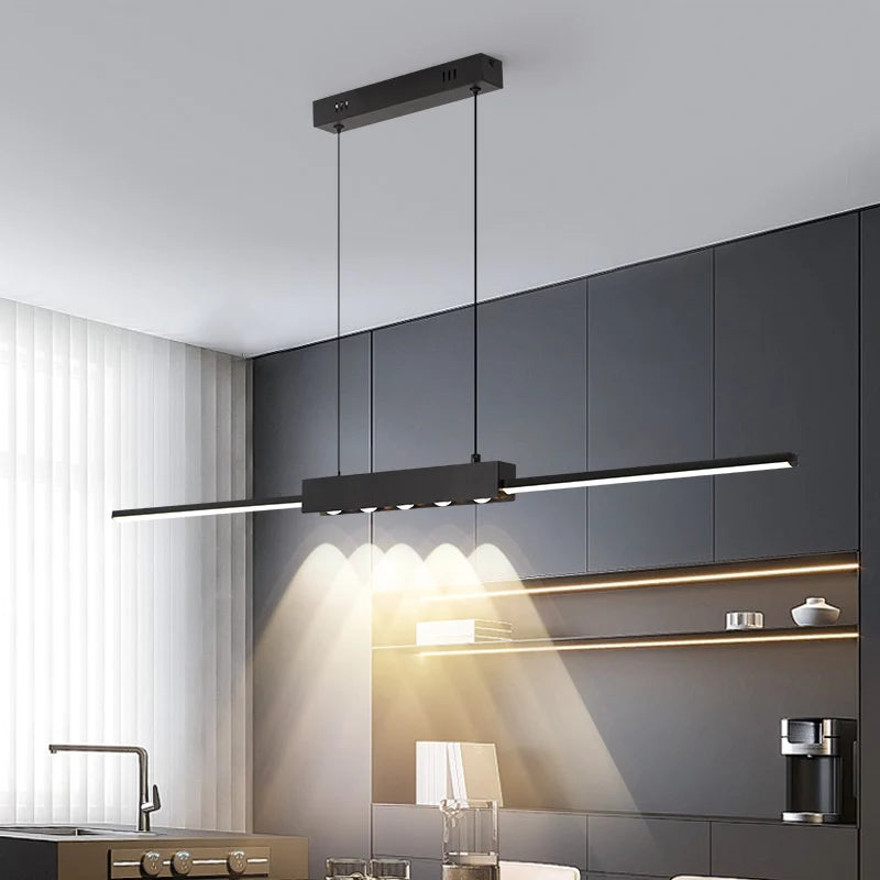 Modern Minimalist LED Pendant Light with Stripe Design for Living Room & Bedroom