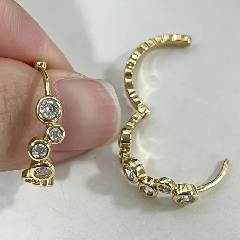 14K Gold Moissanite Bubble Hoop Earrings for Women Wedding Jewelry
