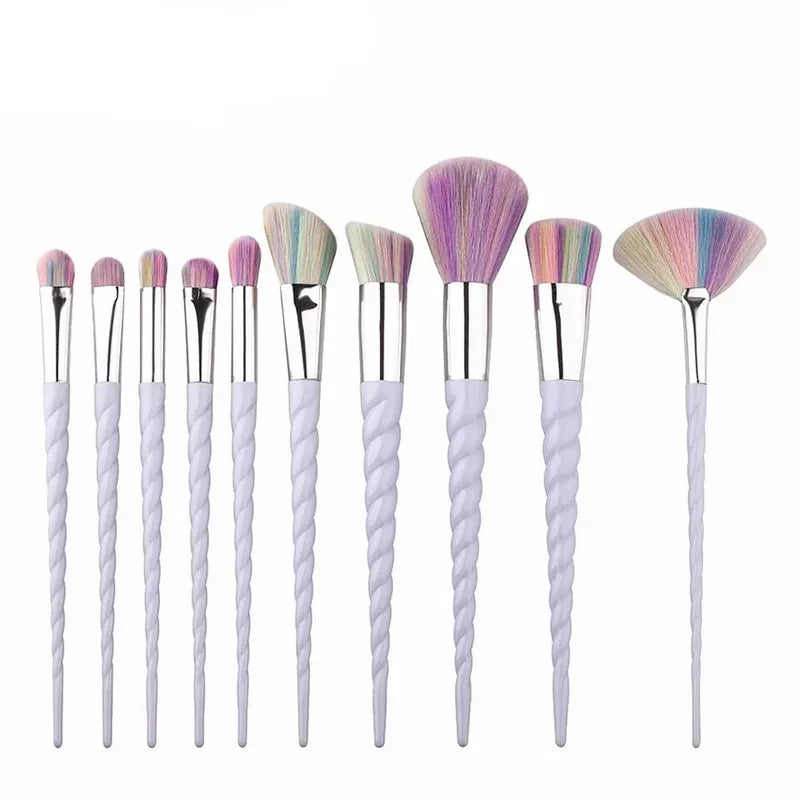 10-Piece Makeup Brush Set with Soft Synthetic Hair and Wooden Handles