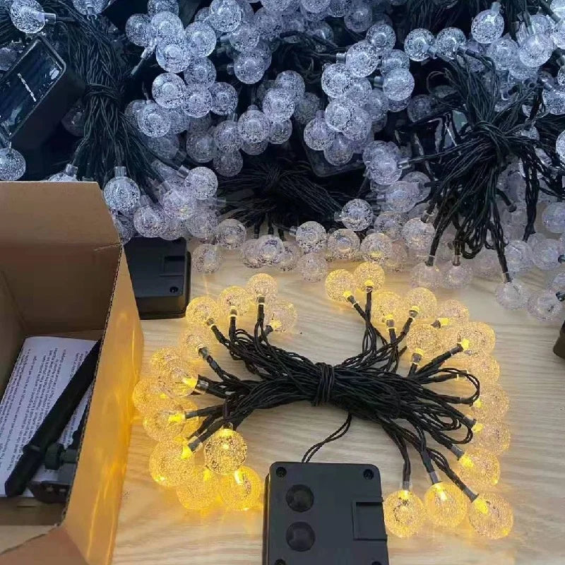Outdoor Waterproof Solar String Lights with 8 Modes - 100LED Globe Lights