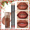 Lip Gloss and Lip Liner Pen Set Waterproof Moisturizing Makeup Kit