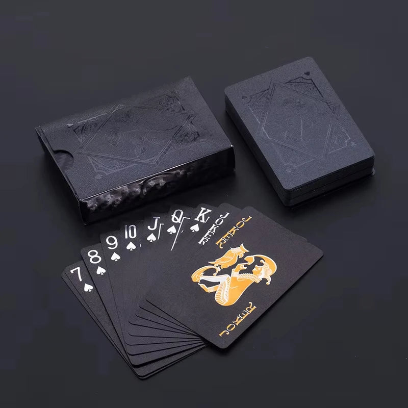Black and Gold Waterproof Poker Card Set - Magic, Casino, Game Gift
