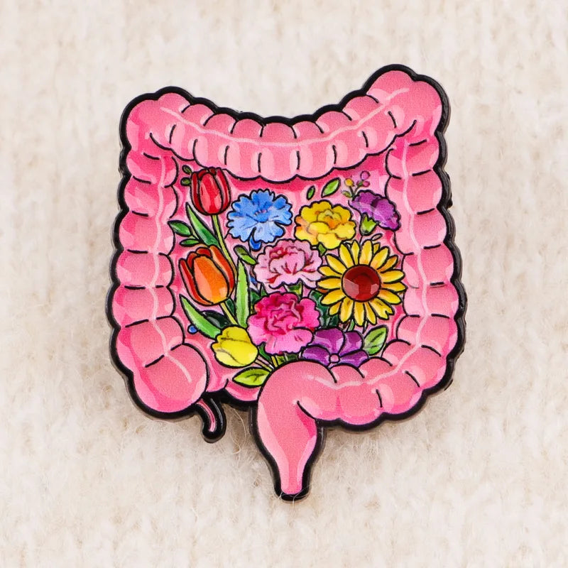 Medical Enamel Pin Brooch Set - Flower Brain Heart Lungs Badge Jewelry for Healthcare Professionals