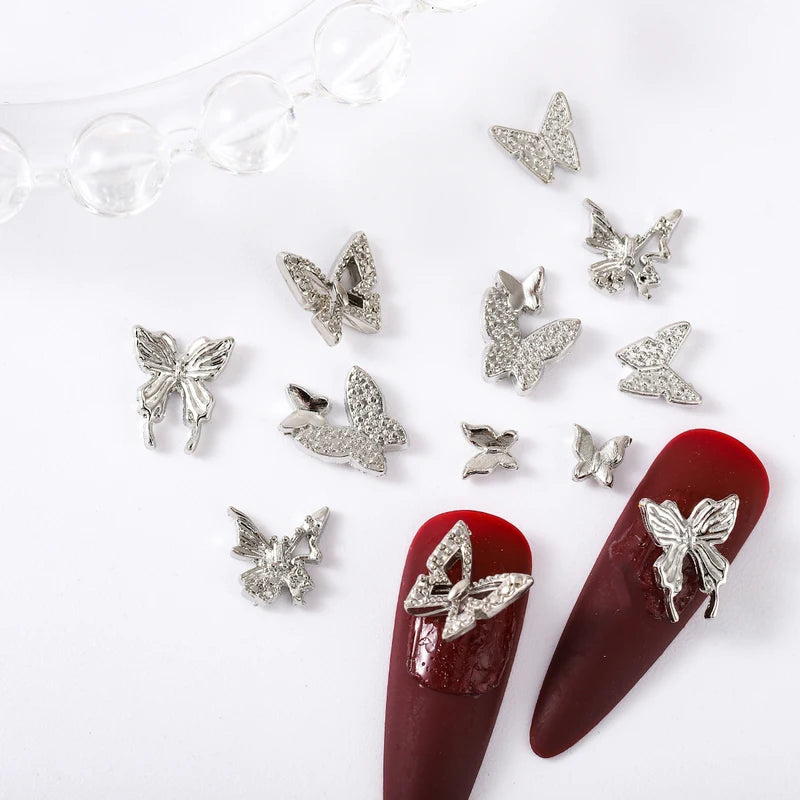 60 Pcs Nail Art Butterfly Charms - Mini Alloy Decor for Nail Crafts