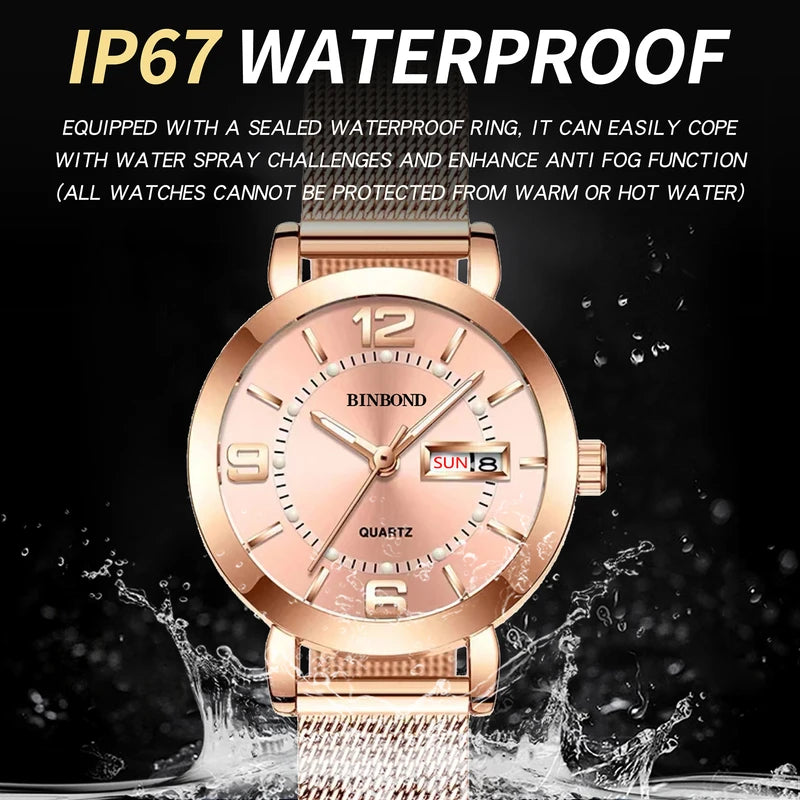 Luxury Quartz Women’s Watch Waterproof Auto Date Fashion Casual Luminous Business Watch