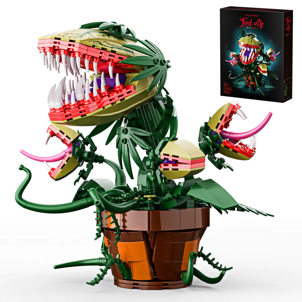 Piranha Plant Audrey II Building Blocks Set - Horror Flower Shop Decor, Halloween & Christmas Gift, 629 Pieces