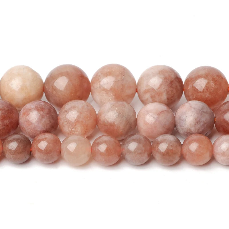 Natural Stone Sunstone Beads - 6/8/10mm Smooth Round Spacer Beads for Jewelry Making
