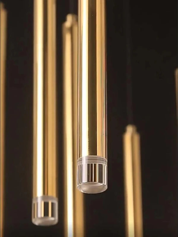 Modern LED Staircase Chandelier with Gold Column for Elegant Living Spaces