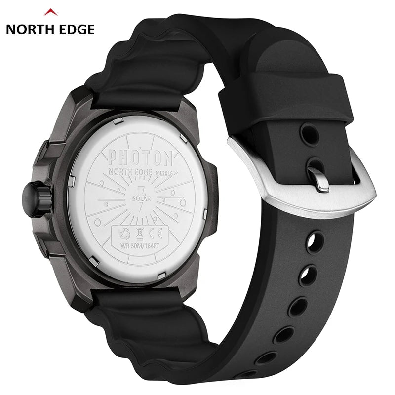 Men's Solar-Powered Digital Military Watch Waterproof 50M Sport Wristwatch