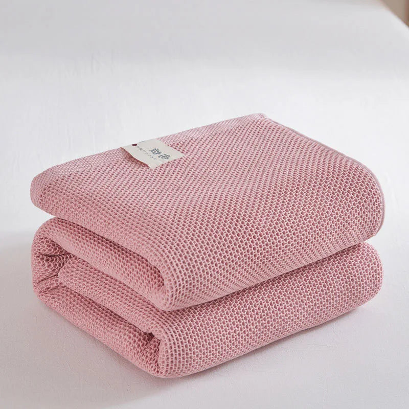 Cotton Bed Blanket Waffle Plaid Bedspread for Queen King & Sofa - Summer Quilt