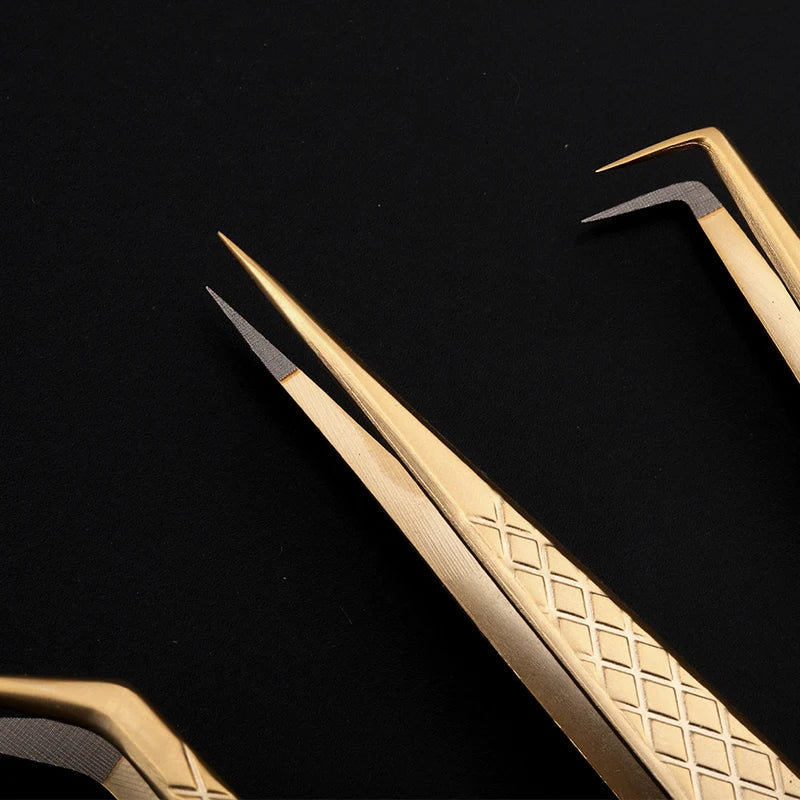 Precision Fiber Tip Tweezers for Eyelash Extensions - Professional, Antistatic, Straight