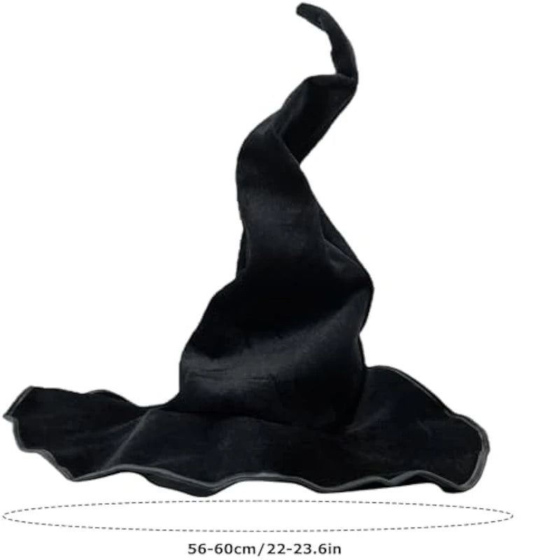 Women’s Witch Twist Hat Black Velvet Halloween Cosplay Accessory