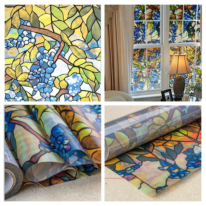 Decorative Window Privacy Film - Stained Glass Vinyl Stickers for Glass & Windows