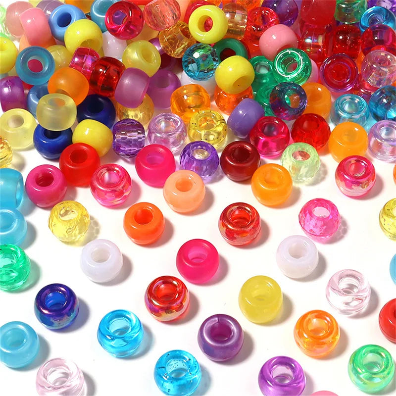 Multi-Colored Plastic Beads for Jewelry and Crafts - Large Hole Pony Beads (500/1000pcs)