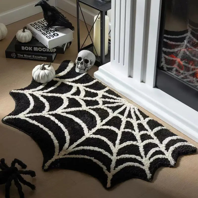 Halloween Spider Web Non-Slip Absorbent Door Mat for Living Room Porch Bedroom