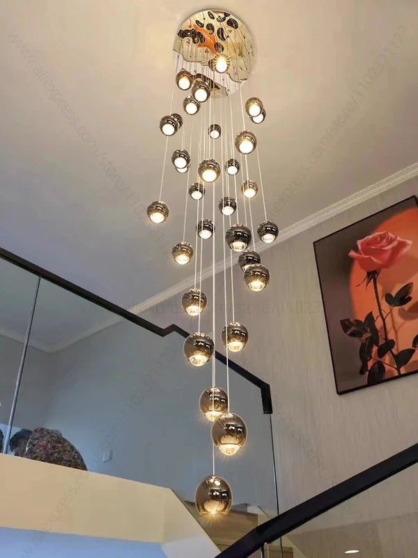 Minimalist Circular Staircase Ceiling Chandelier for Living Room & Loft Lighting