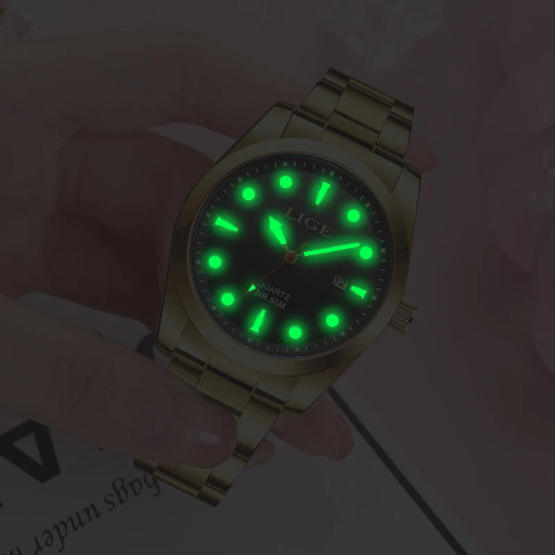 Women’s Waterproof Quartz Watch with Stainless Steel Band - Casual Sport Luminous Timepiece
