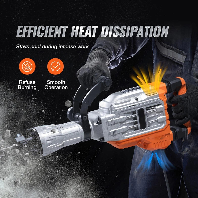 Heavy Duty Demolition Jack Hammer 1500W-3500W with Chisels - Professional Concrete Breaker