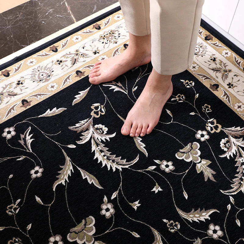 Cotton Area Rug for Living Room and Bedroom - Square Doormat with Tessel Edge Design