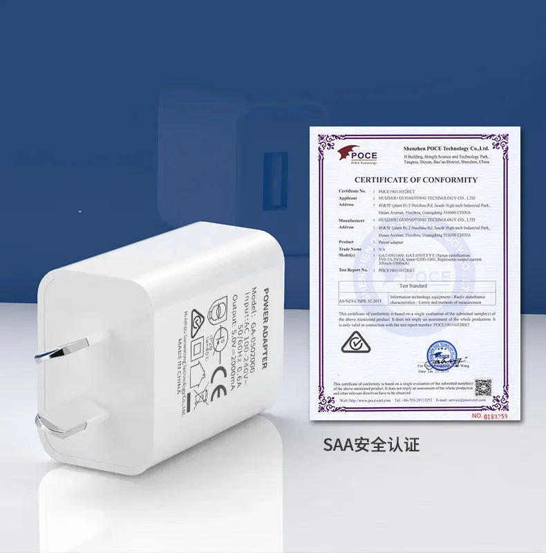 Australian Travel Wall Charger Adapter 5V 1A/2A SAA Certified Mini USB Power Plug