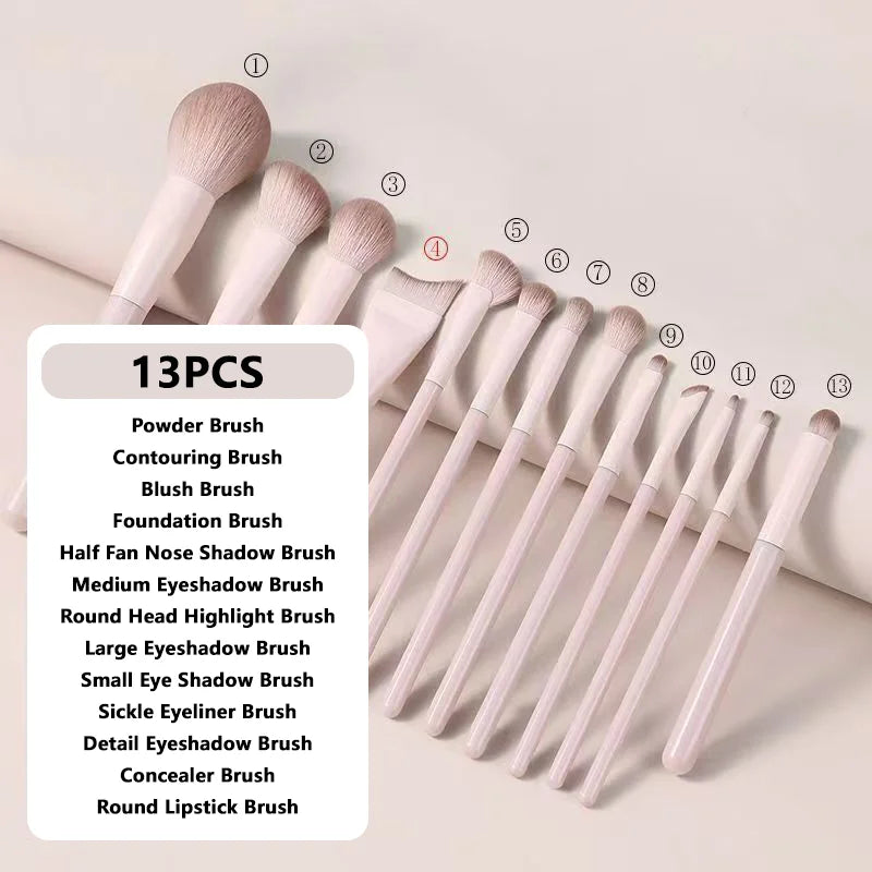 13-Piece Makeup Brush Set for Foundation, Concealer & Eyeshadow - Soft Dense Cosmetic Tools