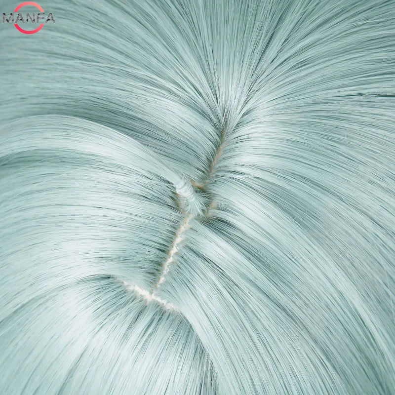 Anime Cosplay Wig for Genshin Impact Lohen Light Green & Blue Short Synthetic Heat-Resistant Hair Wig + Cap