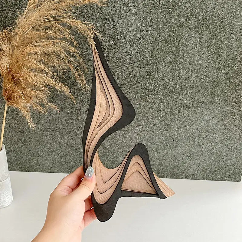 Minimalist Wooden Sculpture Figurine - Irregular Shape Home Decor
