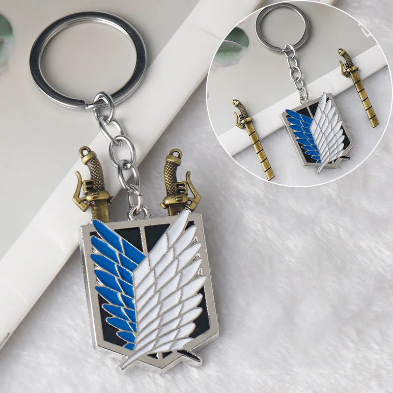 Anime Attack on Titan Logo Keychain Cartoon Car Bag Pendant Accessories