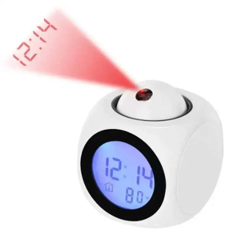 Multi-Function Projection Alarm Clock with LED Light and Voice Reminder