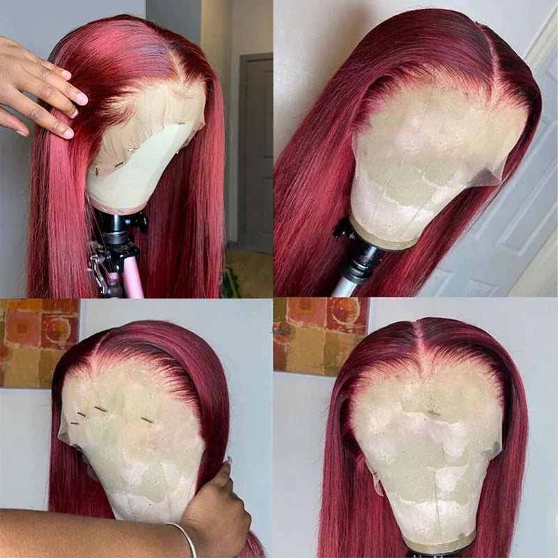 Colored HD Lace Front Wig Human Hair 13x6 PrePlucked Straight 200% Density