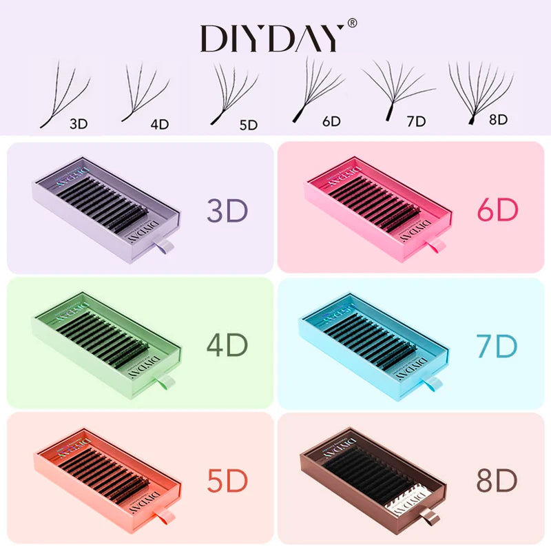 Premade 3D W Shaped Bloom False Eyelash Fans for Extension Makeup