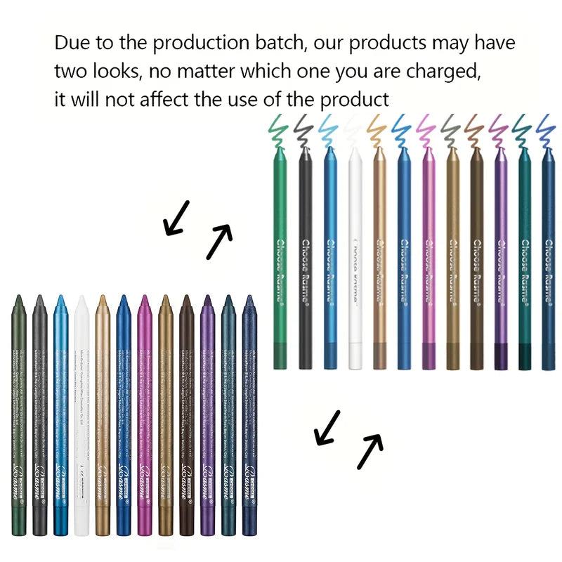 Waterproof Eyeliner Pen Set with Shimmering Effects - 12 Colors, Long-Lasting & Easy to Apply