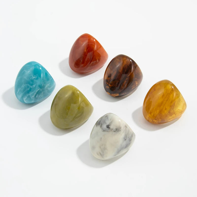 Multicolored Resin Big Finger Rings for Women - Boho Y2K Trend Jewelry