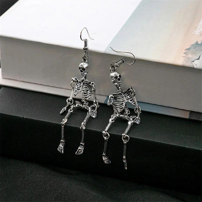 Halloween Skeleton Skull Earrings for Women Punk Style Holiday Jewelry