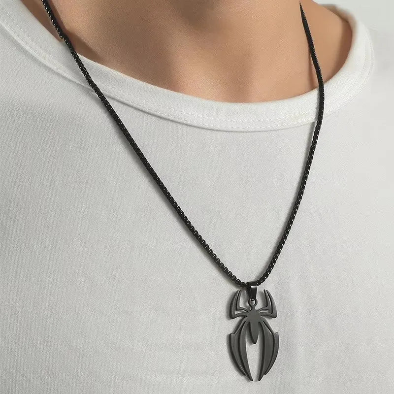 Spider Shape Cosplay Necklace Men Stainless Steel Pendant Chain Choker Jewelry Accessories