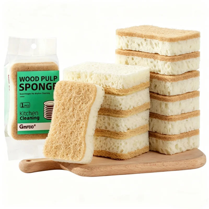 5pcs Agave Seaweed Kitchen Sponge Set - High Foam Dishwashing & Pot Scrubbing