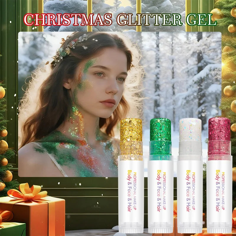 Long-Lasting Body and Facial Glitter for Holiday and Christmas Party Makeup