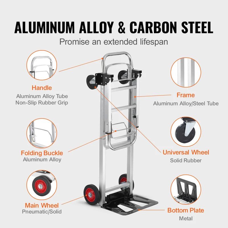 400 lbs Folding Hand Truck Dolly Utility Cart with Wheels for Moving & Warehouse