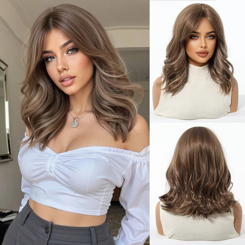 Short Wavy Synthetic Wig for Women - Heat Resistant Cosplay & Daily Wear