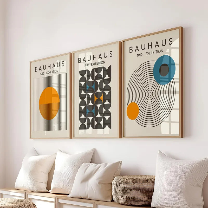 Abstract Geometric Canvas Wall Art - Modern Mid-Century Home Decor