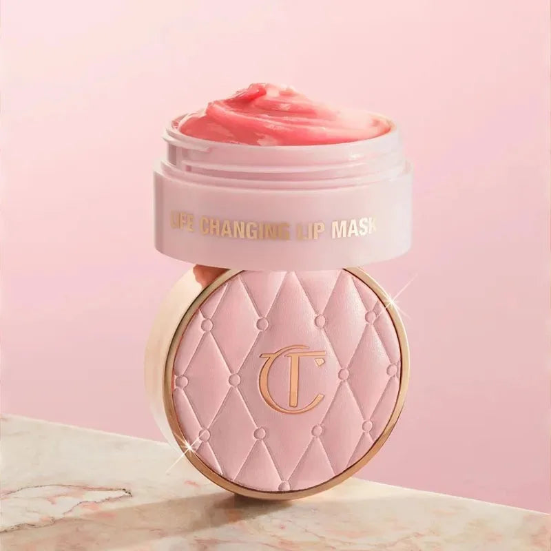 Lip Mask with Pink Tones & Strawberry Flavor – Hydrating, Wrinkle-Reducing Ice Cream Texture