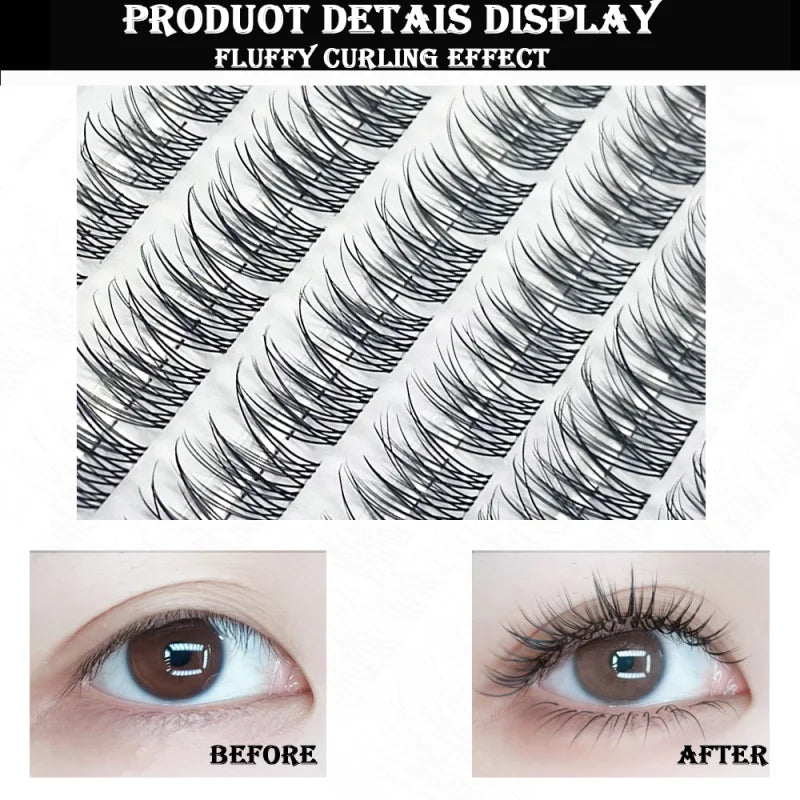120 Pairs Mink False Eyelash Clusters Natural Russian 3D Fishtail Lash