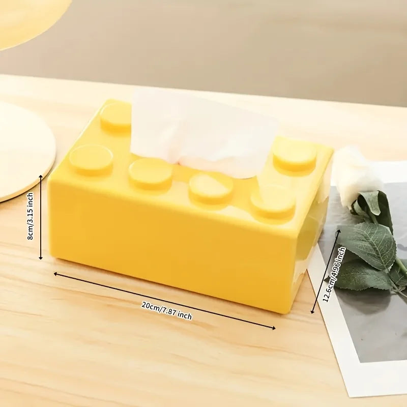 Building Block Shaped Tissue Box - Multifunctional Plastic Storage for Home & Coffee Table Decor