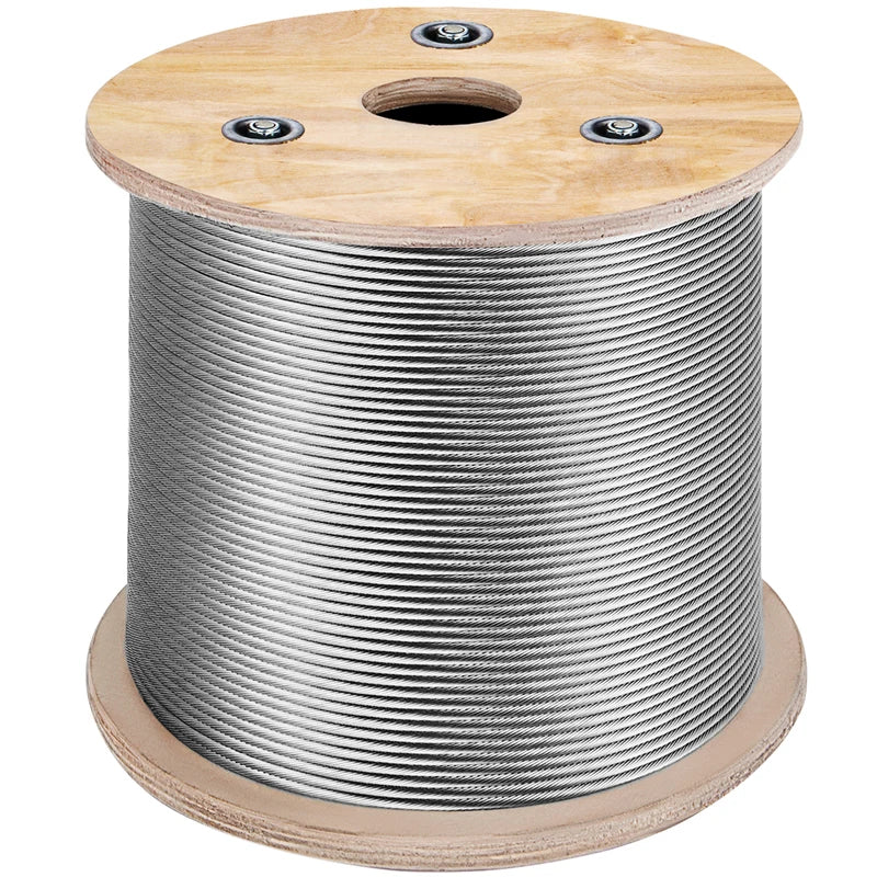 500 Feet Stainless Steel Wire Rope 7x7 Construction Heavy Duty Lifting & Fishing Cable 1.5-3.2mm