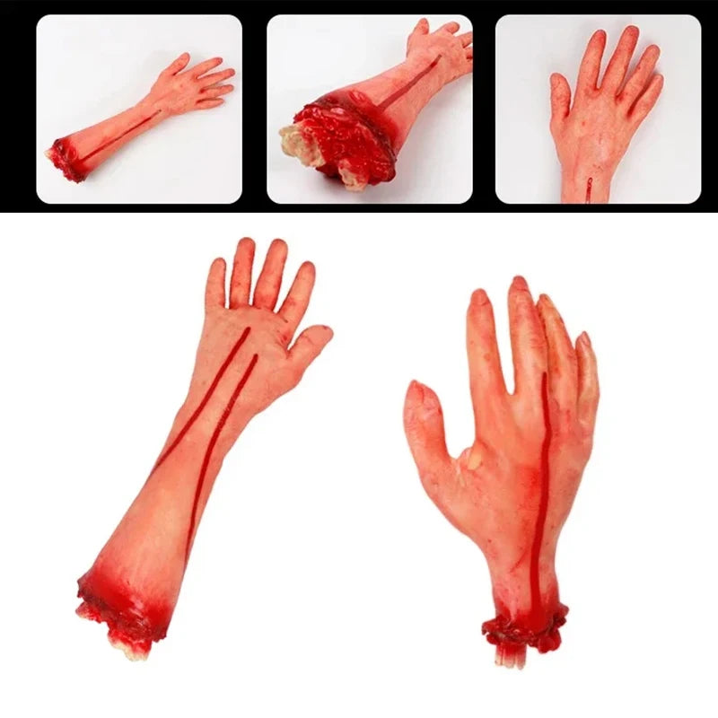 Halloween Bloody Prop Human Body Parts Set - Fake Brain Hand Foot Leg Decor