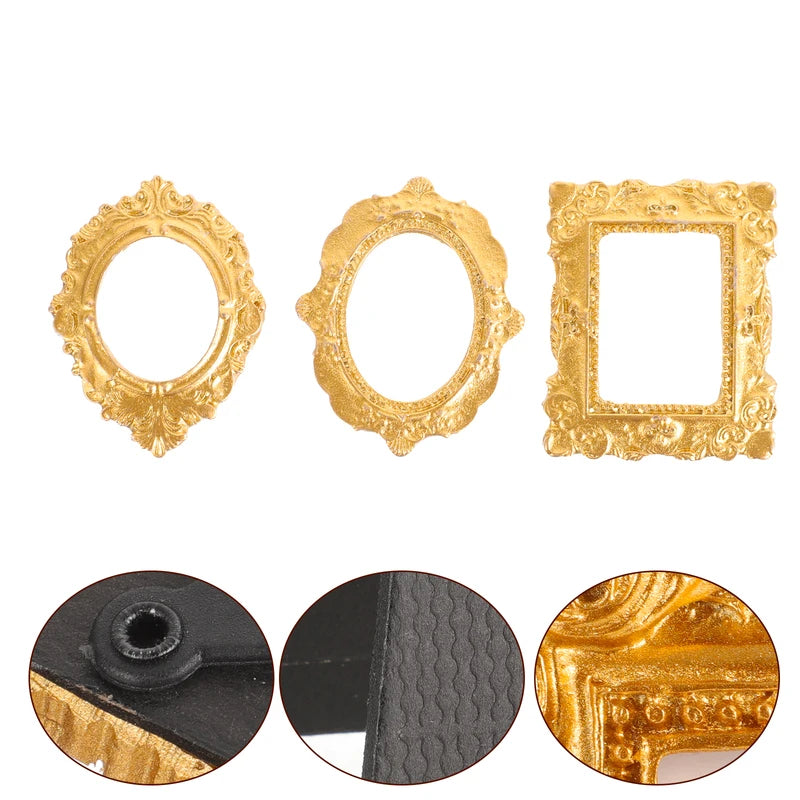 Mini Photo Frame Set - Resin Dollhouse Decorative Picture Frames, 15 Pieces