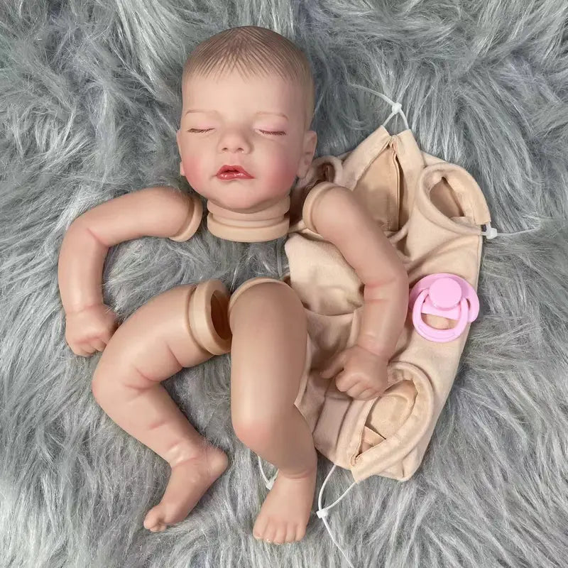 18 Inch Reborn Doll Parts Kit with Cloth Body and Painted Features - DIY Baby Doll