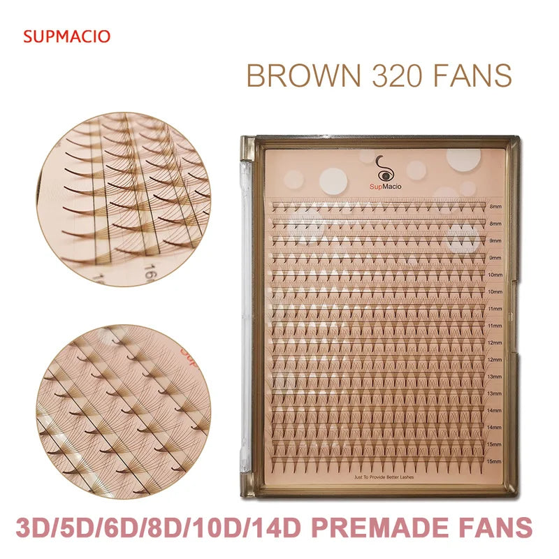 Premade Volume Lash Extensions Fans - Brown 6D 5D 4D 3D Mix - Eyelash Extensions