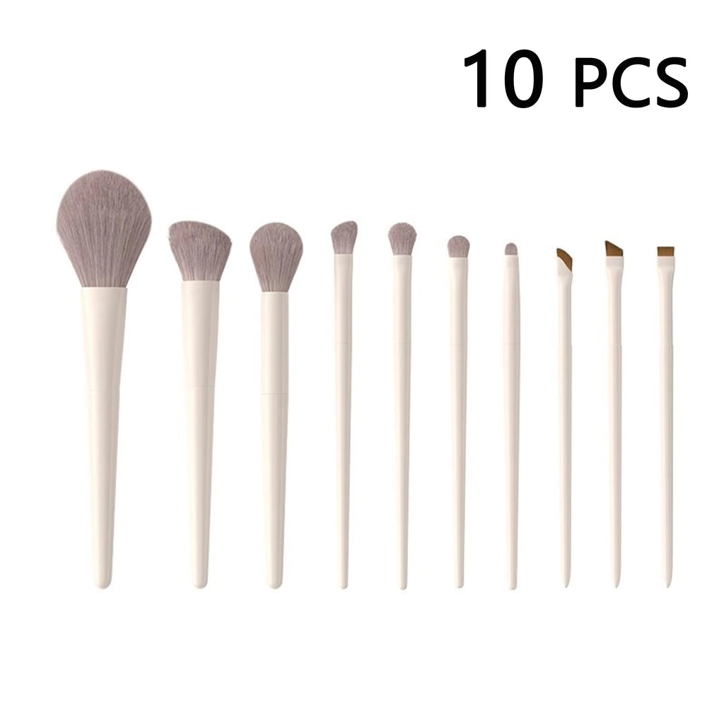 10-Piece Makeup Brush Set with Nylon Bristles - Foundation, Blush, Eye, Powder